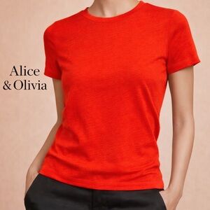 Alice + Olivia Classics Red Tee Shirt XS NWT Designer Luxury Basic Top